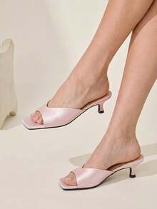 CUCCOO CHICEST Open-Toed High-Heeled Mullers, Back-To-School Shoes, College Shoes, Spring Shoes, Spring Break, Easter, Christmas - powder - View 4