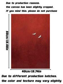 1pc Surreal Crimson Sky Abstract Canvas Wall Art – Minimalist Red Painting For Living Room Office Decor, Gift (Unframed) - multicolor - View 5