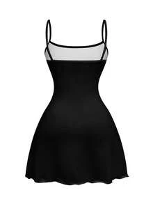 ROMWE Mysterious Gothic Dark Butterfly Bat Moon Sun Star Plant Leaf Sexy Girl Full Print Mini Women Dress Halloween Holiday Night Black And White Summer - Black - View 2