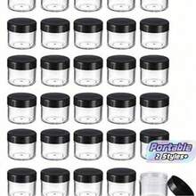 10/40pcs Round Plastic Cosmetic Jars Set With Lids, Suitable For Liquids, Creams, Samples, Gems, Jewelry Storage, 10/40pcs - Black - View 1