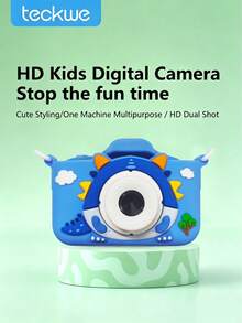 Teckwe 1Pc Cartoon Instant Camera Cute Stylish Appearance,A Sweet Birthday Gift For Friends And Family,Great For Outdoor Activities,Trips And Parties,400mAh Rechargeablebattery,Super Easy To Operate. Memory Card And Charging Cable Are Excluded From Package. - Blue - View 1