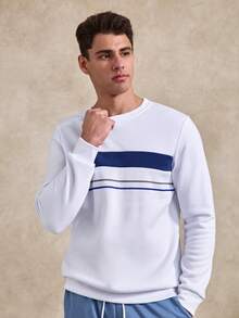 Men's Casual Patchwork Long Sleeve Sweatshirt, Versatile For Daily Wear - Multicolor - View 4