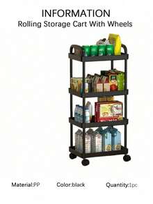 3/4/5-Tier Rolling Storage Cart With Wheels - Multi-Functional Organizer, Sturdy Plastic Construction, Easy To Assemble, Tool-Free, Space-Saving Storage Rack Suitable For Kitchens, Bathrooms, Offices, Bedrooms - Suitable For Home And Commercial Use - Car Storage Rack/Black - View 12