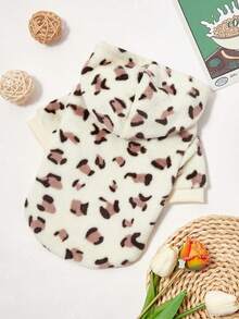 PETSIN 1 buah Hoodie Sweatshirt Bulu Domba Motif Leopard Beige untuk Hewan Peliharaan, Tebal & Hangat untuk Kucing & Anjing di Musim Gugur/Musim Dingin - MultiWarna - View 6