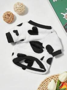PETSIN 1 Pc Pet Cat/Dog White Flannel Love Print Warm Crew Neck Sweatshirt - Multicolor - View 10