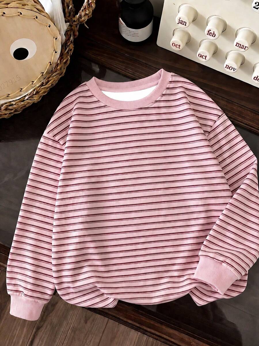 Sweatshirt Kasual Kerah Bulat Bahu Longgar untuk Anak Perempuan Remaja - MultiWarna - View 1