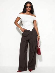 Normani Women's Casual Versatile Commute Solid Color Long Pants Teachers' Day Business Business Office Dark Brown Autumn - Coffee Brown - View 8