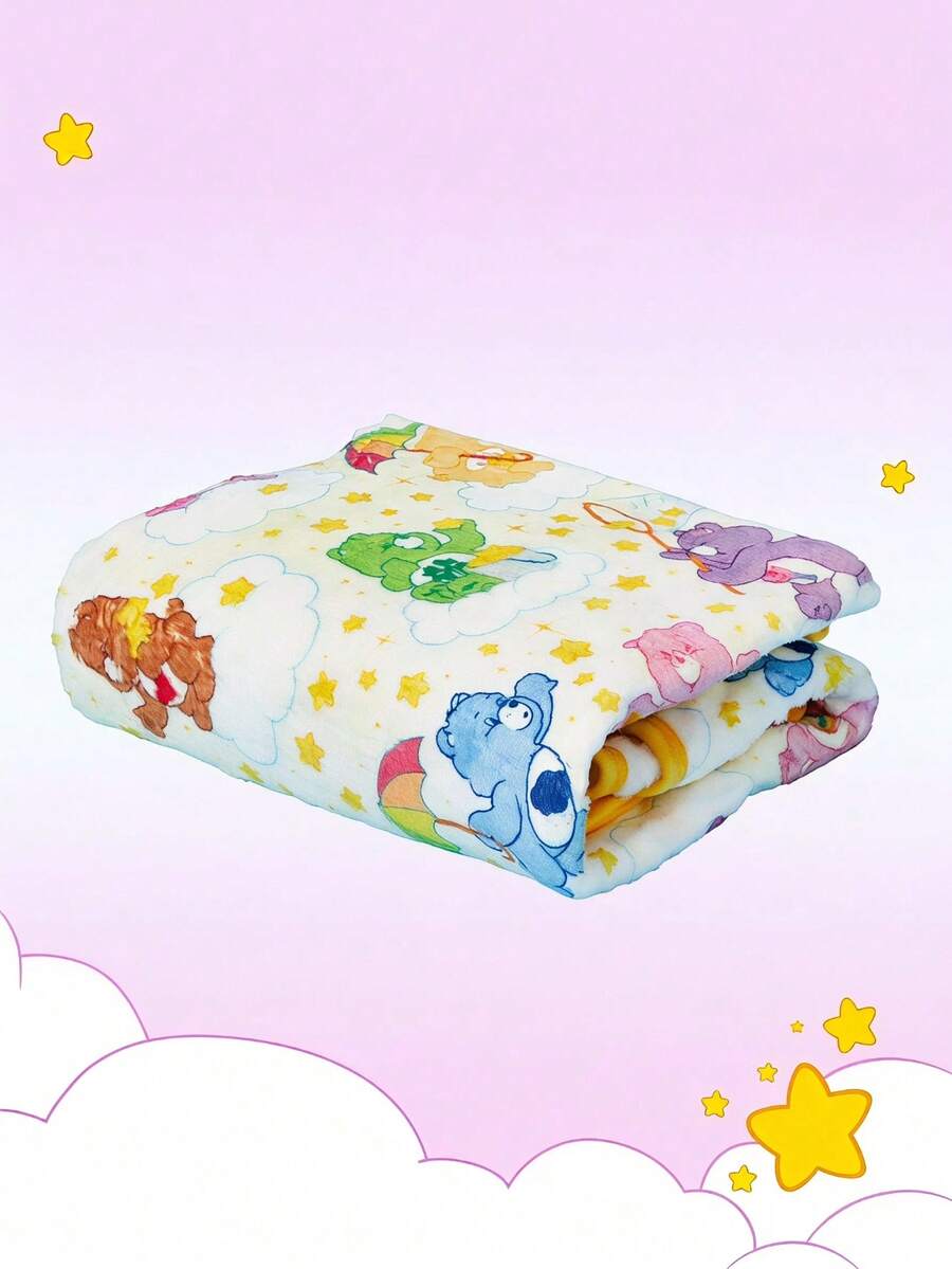 Care Bears X PETSIN 1pc Pet Cat Dog Universal Bear Cute Pattern Printed Plush Blanket, Soft Warm Reversible Design, Suitable For All Seasons, Washable And Durable, Great For Couch Cover, Bed Mat, Travel Use, A Cozy Gift For Small & Large Dogs And Cats - Multicolor - View 1
