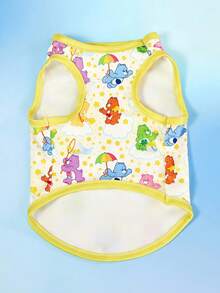 Care Bears X PETSIN PETSIN 1件彩色愛心熊卡通印花寵物背心，親膚透氣感，休閒夏季風格，適合小型貓狗通用，讓您的寵物整天保持涼爽可愛 - 彩色 - 查看 13