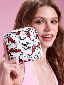 HELLO KITTY AND FRIENDS | SHEIN 迷你蝴蝶結貓咪印花拉鍊收納包，2款可單買或成套，可用於收納衛生棉、耳機、化妝品，女孩日常旅行便攜小包 - 紅白色 - 查看 7