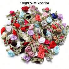 Rosas artificiales de satén hechas a mano, apliques de tela con rosetas para decoración de boda, manualidades y accesorios de costura - Multicolor - Ver 28