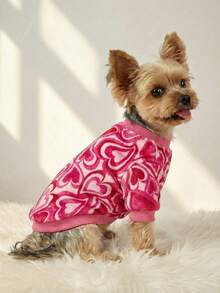 PETSIN 1 Pc Fleece Heart Print Warm Crewneck For Pet Dogs & Cats, Universal - Multicolor - View 7