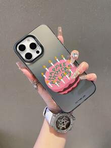 HARRY POTTER X SHEIN Harry Potter 粉色蛋糕圖案黑色防摔抗震手機殼，適用於 iPhone 13/14/15/15 Pro/16/16 Pro/17 Pro，熱門流行款 - 彩色 - 查看 4