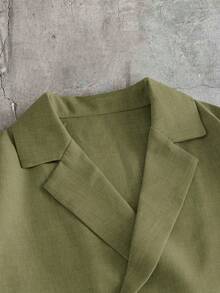 AXEPEAK Men's Casual Solid Color Shirt And Pants Set - Army Green - View 7
