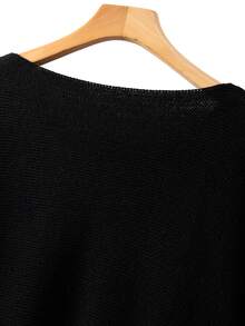 GlowEve CURVE Plus Size Casual Lace-Up Bow Long Sleeve Pullover Sweater - Black - View 6