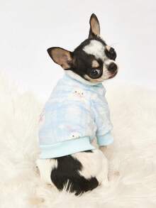 PETSIN 1 Printed Snowman Flannel Sweatshirt, Thick And Warm For Pets In Autumn And Winter, Blue Color - Multicolor - View 5