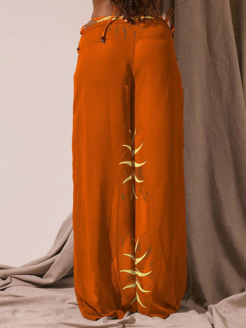 Graphic Sun Print Loose Fit Cover Up Trousers