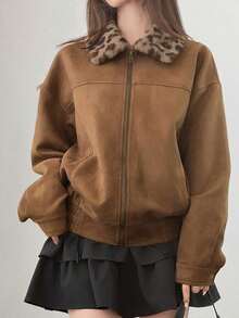FRIFUL Women's Autumn/Winter Fashion Vintage Jacket - Khaki - View 8