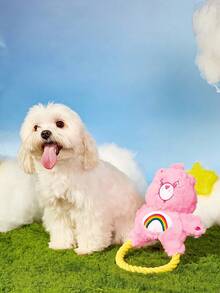 Care Bears X PETSIN 1pc Pink Heart-Shaped Bear Dog Toy With Built-In BB Sound, Cute Cartoon Design, Great For Interactive Play, Teeth Grinding & Cleaning, Suitable For Daily Fun, Outdoor Play, Home Alone Entertaining, Also A Unique Personalized Gift For Pet's Birthday Or Anniversary - Pink love bear - View 2