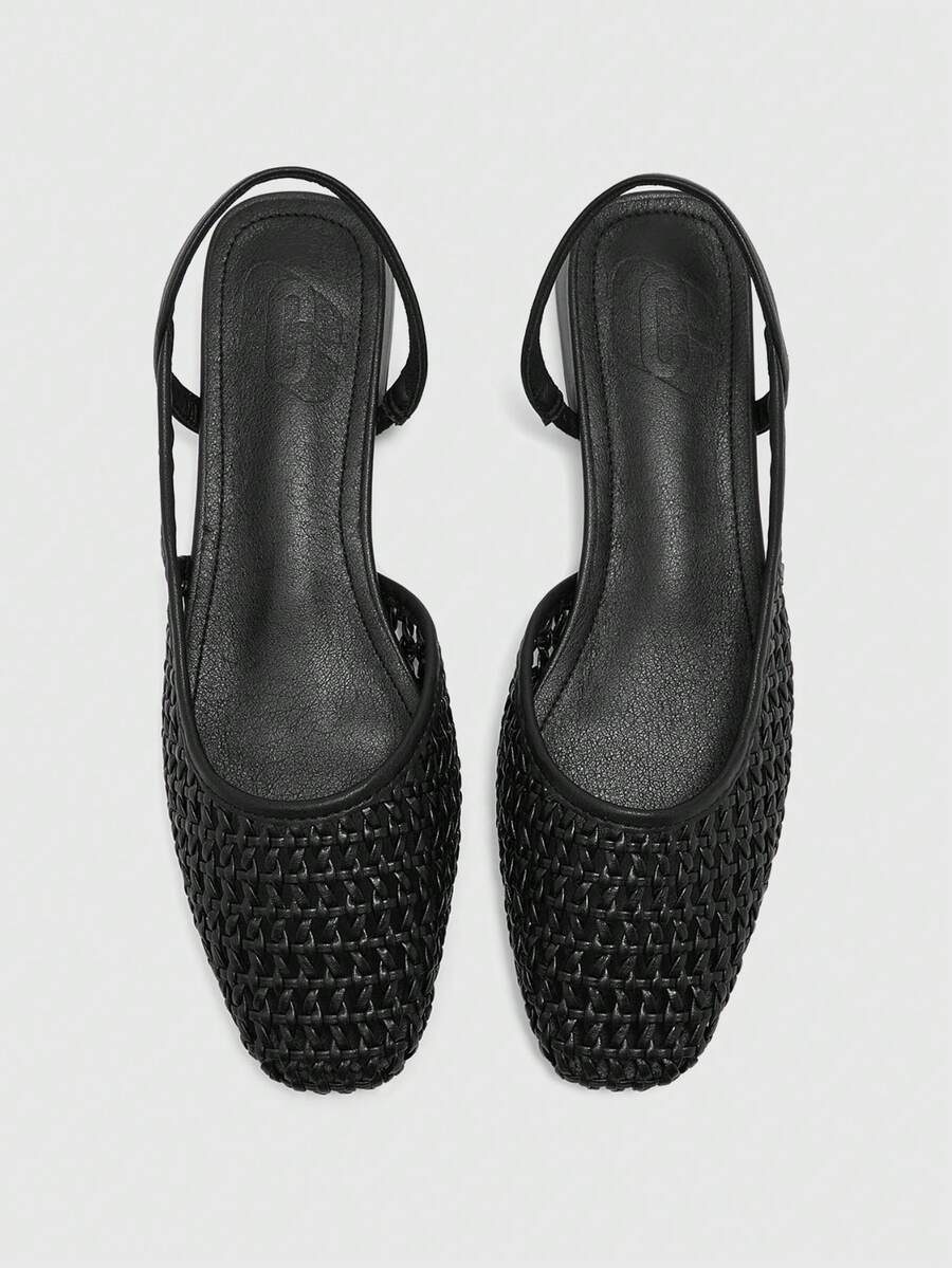 CUCCOO BIZCHIC Zapatos de tacón grueso con punta puntiaguda y bloques de color para mujer, primavera/verano - Negro brillante - Ver 1