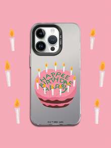 HARRY POTTER X SHEIN Harry Potter 粉色蛋糕圖案黑色防摔抗震手機殼，適用於 iPhone 13/14/15/15 Pro/16/16 Pro/17 Pro，熱門流行款 - 彩色 - 查看 2