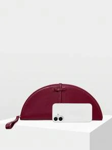 MOTF WOMEN'S FASHION HALF-MOON CLUTCH BAG, CLASSIC BURGUNDY, SIMPLE HANDBAG, FOR DAILY, COMMUTING, BANQUETS, DRESS MATCHING - Burgundy - View 4