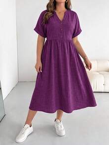 Shapeblank Plus-Size Women's Spring/Summer Fashionable Casual Loose Comfortable Everyday - Lilac Purple - View 5