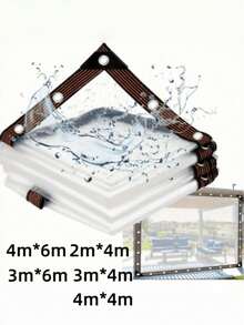 1件透明防水PVC帆布重型透明塑料篷布，強化邊緣附氣孔扣眼，抗UV防撕裂防塵防雨，適用於花園、露台、陽台、遮陽篷、溫室、狗舍、露營、戶外四季通用禮品 - 透明 - 查看 9