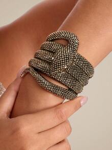 Altistry Vintage Golden Metal Snake Shaped Bangle Bracelet, European And American Style 2025 Scar Cover - Bronze - View 1