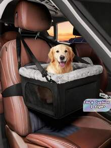 Portable Dog Car Seat Booster With Sturdy Metal Frame Safety Leash Thick Padding Storage Bag For Small Dogs Travel Car Accessory - Black - View 1