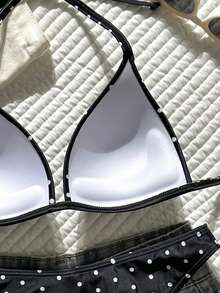 Swim Chiccia Women's Spring/Summer Random Print Halter Neck Molded Cup Bikini Set - Multicolor - View 6