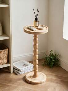 One Modern‑Style Round Wooden Side Table, Tea Table, Small Wooden End Table, Multi‑Functional Base. Suitable For Living Rooms, Beside Sofas, Bedrooms, Plant Stands And Home‑Decor Furniture; Applicable For Living Rooms, Bedrooms And Bedside Areas - Multicolor - View 10