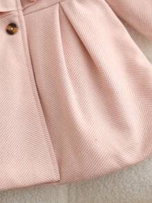 Souflis Souflis Baby Girl Solid Color Pleated Casual Versatile Daily Wear Long Sleeve Jacket Autumn Fall - Pink - View 7