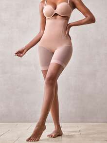 Veilyse 1pc Women's Shapewear Shorts, Abdominal Compression, Flat Belly, Cinched Waist, Butt Lift, Seamless Underwear - Apricot - View 6