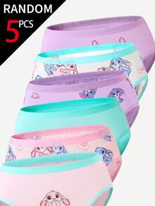 SHEIN 【5件隨機款】隨機發貨12款中的5件幼童女童內褲，柔軟針織親膚內褲 - 彩色 - 查看 5