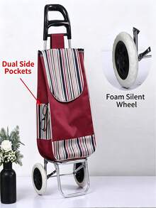 Shopping And Grocery Cart, Household Climbing Shopping Cart, Grocery Cart, Small Trolley, Folding Portable Grocery Cart. - Multicolor - View 15