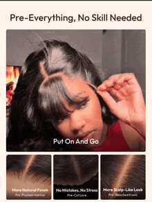 ALL READY WIG 7x5 封口 Bye-Bye Knots 前蕾絲黑色蓬鬆自然大波浪瀏海假髮，修飾臉型，預剪預漂預拔，Bye-Bye Slip 100% 真人髮，可直接佩戴，免膠水，附隱形抽繩，可染髮，女款假髮 - SNatural - 查看 8