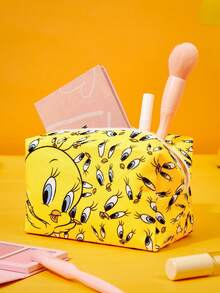 LOONEY TUNES X Joivida Cartoon Yellow Bird Pattern Makeup Bag Portable Zipper Cosmetic Storage Pouch Travel Wash Bag - duck - View 1