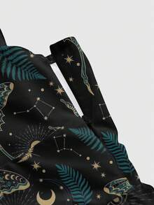 ROMWE Fairycore Dark Butterfly Moth Romantic Mori Style Spaghetti Strap Low Cut Sexy Women's Dress - Black - View 3