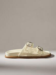 Solecia Sandalias tipo slip-on para mujer, cómodas, versátiles y casuales - Beis - Ver 1