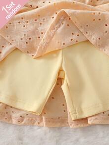 Dikirim secara acak 1 buah Rok Mini A-Line Wanita Motif Bunga Berongga Warna Permen dengan Lapisan Rayon Elastis Tinggi Anti-Terbuka, Pinggang Elastis untuk Kenyamanan Pemakaian, dan Hem yang Mengalir - MultiWarna - View 9