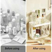 1 Piece Two-Tier Office Organizer Shelf, Used As A File Box Or Spice Rack Or Bathroom Surface Organizer, Gift For Teachers, Peers, And Friends, White Color - White - View 8
