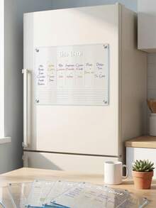 Haus Hana 1Pc Magnetic Weekly Planner Whiteboard, Transparent Acrylic With Magnetic Backing, Reusable Dry-Wipe Surface For Schedules And Memo Notes, Fridge Mounted Writing Board For Kitchen Daily Planning And Task Arrangement - multicolor - View 7