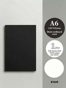 A6 Thickened Black Notebook, 128 Sheets, Ruled/Grid/Blank, Practical For Students, School Supplies, Back To School - A6 - View 3