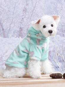 PETSIN 1 Piece Cute Lamb Print Pet Hoodie With Thick Flannel For Warmth And Gentle Anti Shedding Pet Clothing - Multicolor - View 6
