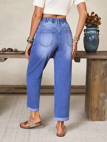EMERY ROSE Women's Casual Washed Tapered Jeans - Blue - View 10