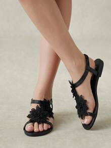 Styleloop Ladies, Willow Nails, Buckles, Flat Shoes. - Black - View 5