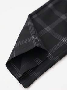 RONVEXI Men Plaid Print Slant Pocket Suit Pants For Ceremony Formal - Black - View 7