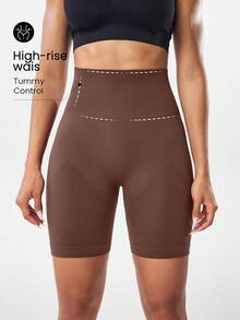 Easithlete Easithlete 3件組女款純色高腰日常健身肌肉塑形運動短褲 健身房運動款 亮面黑色 綠色 巧克力棕色 夏季 - 彩色 - 查看 2