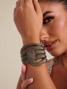 Altistry Vintage Golden Metal Snake Shaped Bangle Bracelet, European And American Style 2025 Scar Cover - Bronze - View 5
